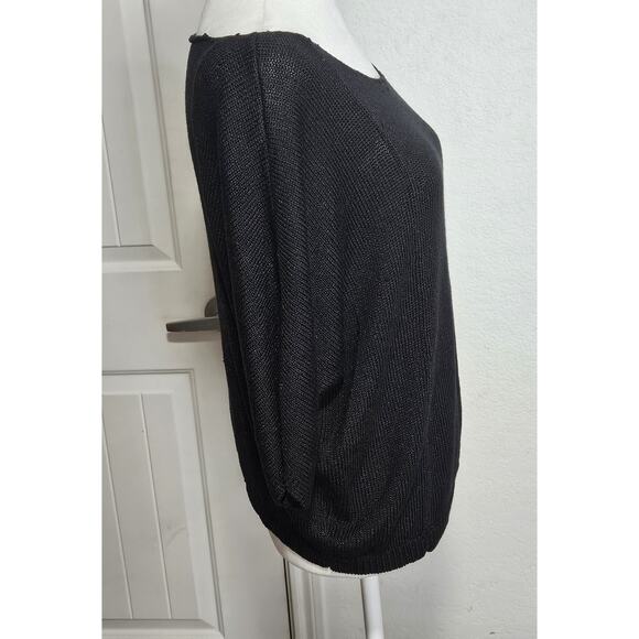 Mossimo Women's Medium Boat Neck Knit Pullover Short Sleeve Black Sweater - Picture 2 of 11